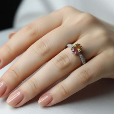 Anello con pietre dure naturali fluorite-modello Mia