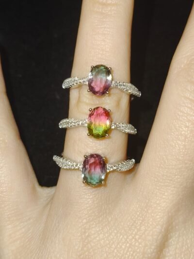 Anello con pietre dure naturali fluorite-modello Mia