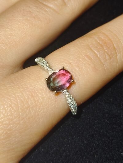 Anello con pietre dure naturali fluorite-modello Mia