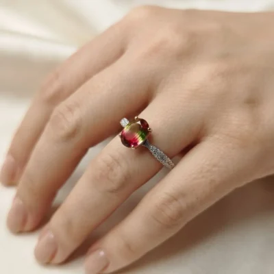 Anello con pietre dure naturali fluorite-modello Mia