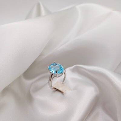 Anello in acquamarina e argento 925-modello Eva