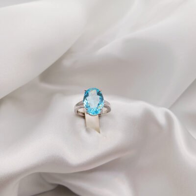 Anello in acquamarina e argento 925-modello Eva - immagine 2