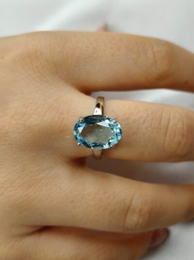 Anello in acquamarina e argento 925-modello Eva - immagine 5