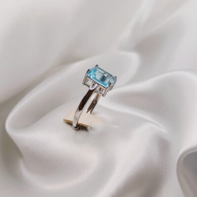 Anello in acquamarina e argento 925-modello Sole - immagine 2