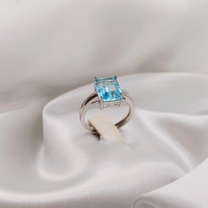 Anello in acquamarina e argento 925-modello Sole