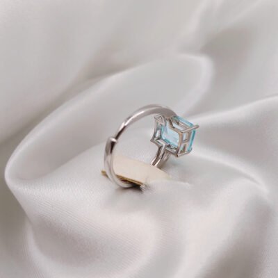 Anello in acquamarina e argento 925-modello Sole - immagine 3