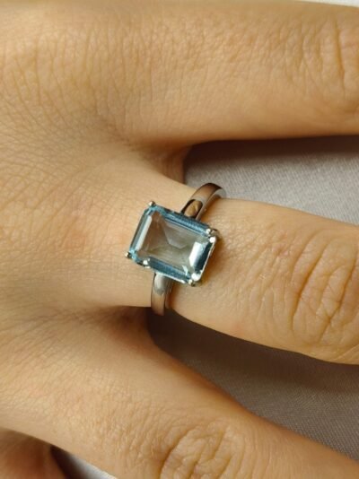 Anello in acquamarina e argento 925-modello Sole - immagine 4
