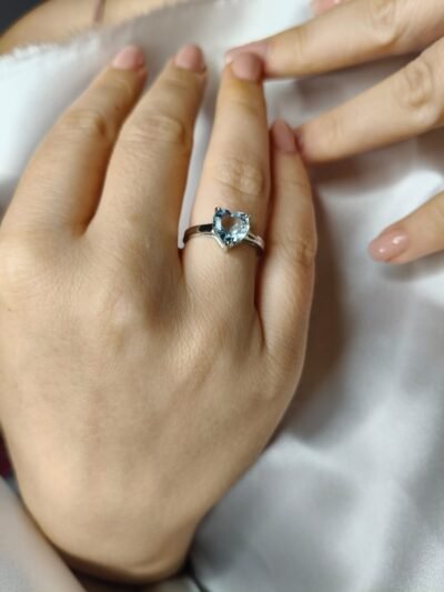 Anello in acquamarina e argento 925-modello Lea - immagine 4