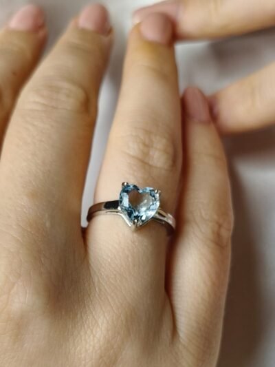 Anello in acquamarina e argento 925-modello Lea - immagine 6
