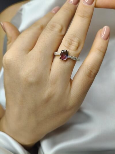 Anello con pietre dure naturali fluorite-modello Mia - immagine 12