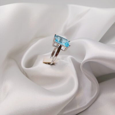Anello in acquamarina e argento 925-modello Zoe - immagine 2