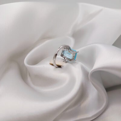 Anello in acquamarina e argento 925-modello Zoe - immagine 3