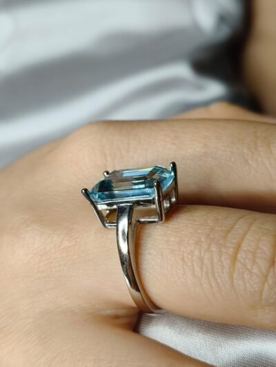 Anello in acquamarina e argento 925-modello Zoe - immagine 4