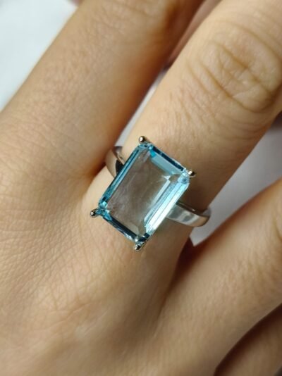 Anello in acquamarina e argento 925-modello Zoe - immagine 5