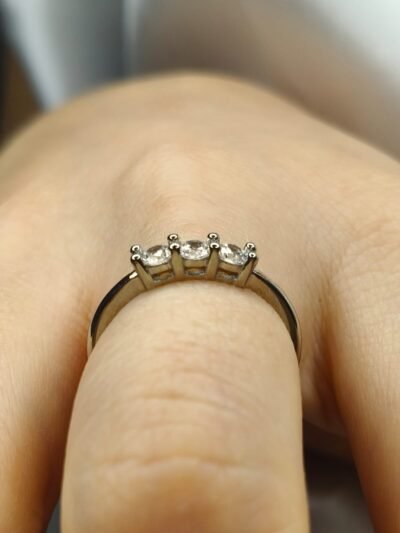 Anello Trilogy in argento bianco cubic zirconia-modello Luna - immagine 5