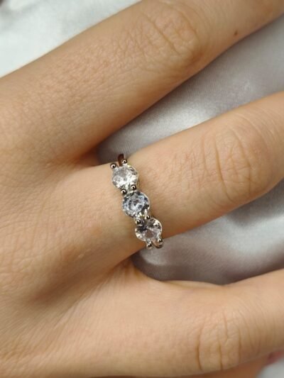Anello Trilogy in argento bianco cubic zirconia-modello Nina - immagine 5