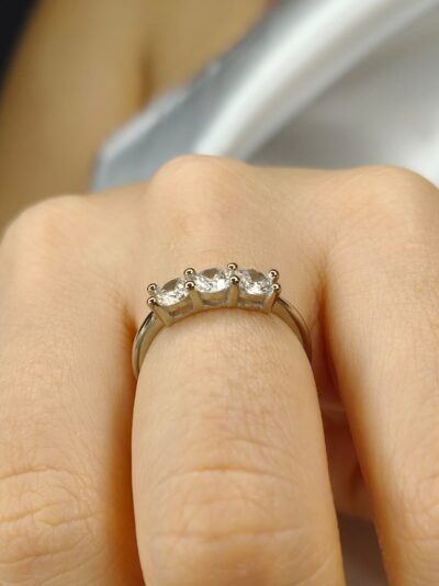 Anello Trilogy in argento bianco cubic zirconia-modello Sarah - immagine 4
