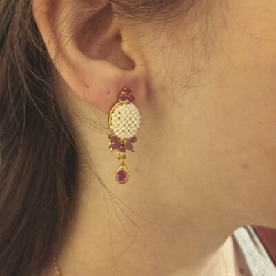 Orecchini con microperle e pietre naturali-modello Renata