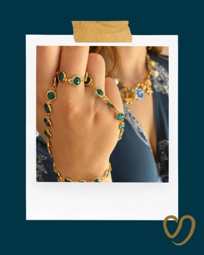 Collana Golden placcato oro giallo Spinello azzurro-modello Londra