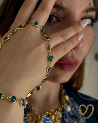 Collana Golden placcato oro giallo Spinello azzurro-modello Londra