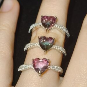 Anello con pietre dure naturali fluorite-modello Cuore