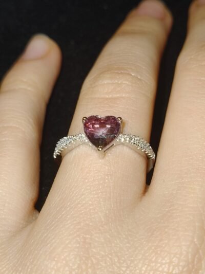 Anello con pietre dure naturali fluorite-modello Cuore