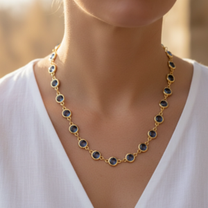 Collana Golden placcato oro giallo Spinello colore Indaco-modello Parigi