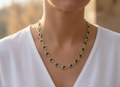 Collana Golden placcato oro giallo Spinello colore Indaco-modello Parigi