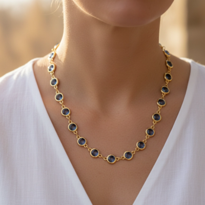 Collana Golden placcato oro giallo Spinello colore Indaco-modello Parigi