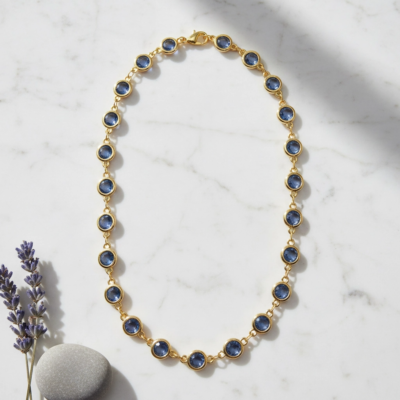 Collana Golden placcato oro giallo Spinello colore Indaco-modello Parigi