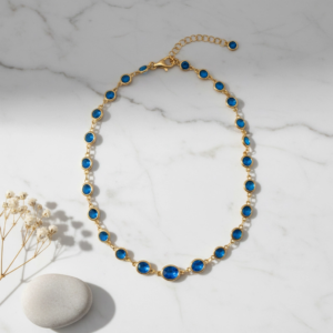 Collana Golden placcato oro giallo Spinello azzurro-modello Londra