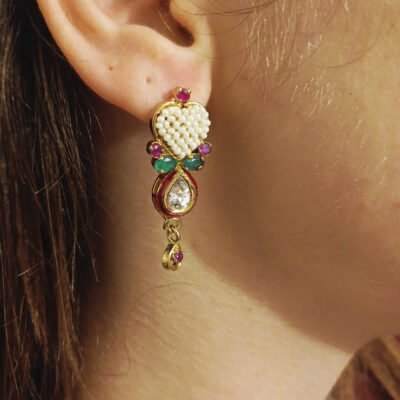 Orecchini con microperle e pietre naturali-modello Marta