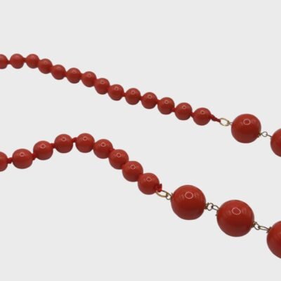 Collana con la pasta di corallo e perle scaramazze- modello Salamanca