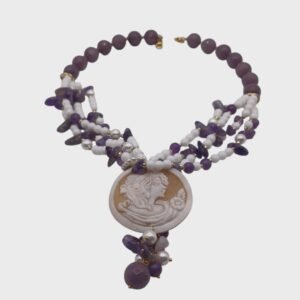Collana con le pietre naturali e cammeo-modello Granada