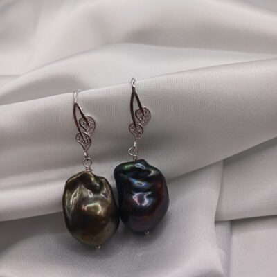 Orecchini A Cerchio In Argento 925 Con Pietra Naturale Larimar, Fatti A Mano, Design Minimalista, 1,9x3 Cm, Ipoallergenici