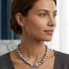 Collana Perle Barocche Grigie con Chiusura Animalier