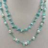 Collana Chanel con perle di fiume e chips turchese e zirconi 2 mm, modello-Isola La Gomera