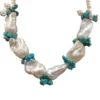 Collana con grandi perle scaramazze, perle di fiume e chips di turchese modello- Isole Tenerife