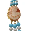 Collana con le perle di fiume, turchese, e autentico cammeo-modello Crociera Fiordi