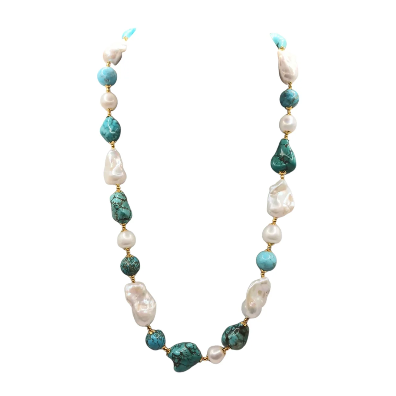 Collana con le perle scaramazze, Aulite e turchese modello-isole Canarie