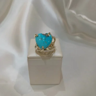 Anello in autentico Turchese dell'Arizona- modello 1