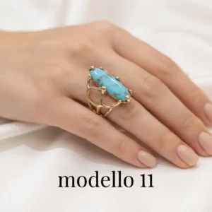Anello in autentico Turchese dell'Arizona- modello 11