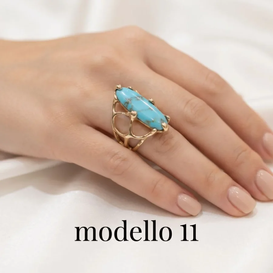 Anello in autentico Turchese dell'Arizona- modello 11
