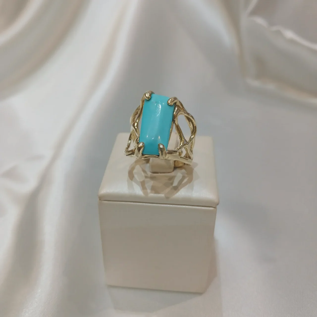Anello in autentico Turchese dell'Arizona- modello 12