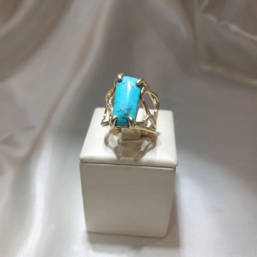 Anello in autentico Turchese dell'Arizona- modello 12