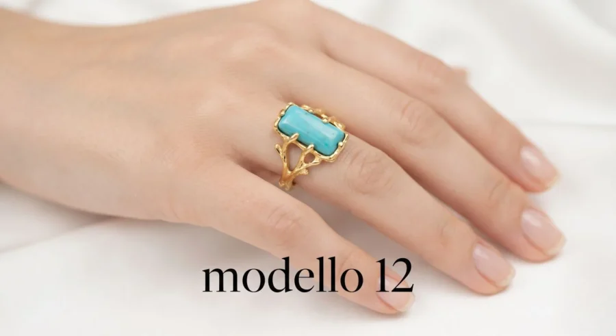 Anello in autentico Turchese dell'Arizona- modello 12