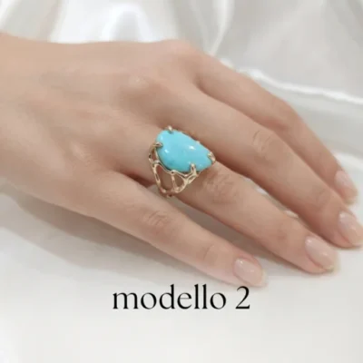 Anello in autentico Turchese dell'Arizona- modello 2
