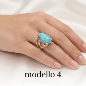Anello in autentico Turchese dell'Arizona- modello 4