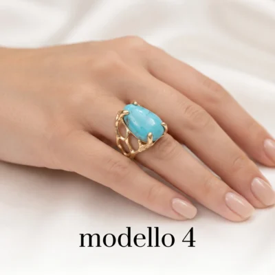Anello in autentico Turchese dell'Arizona- modello 4