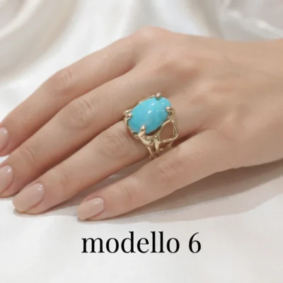 Anello in autentico Turchese dell'Arizona- modello 6